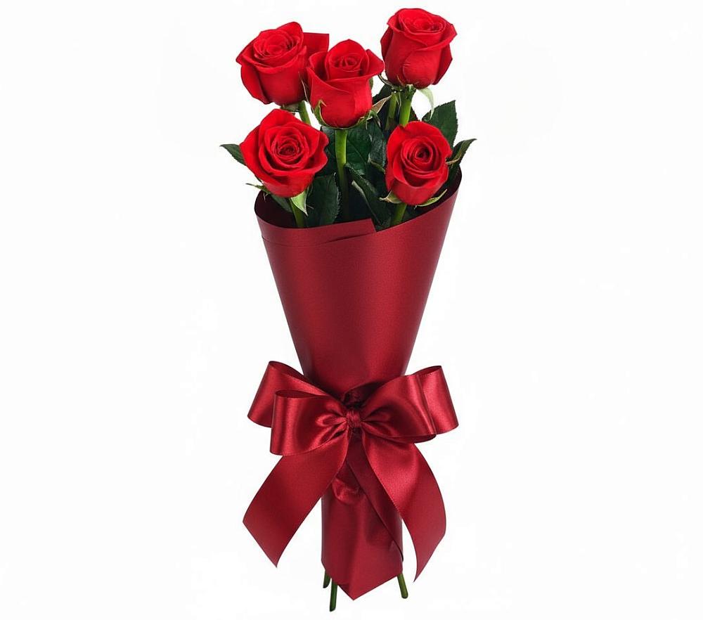 Букет 5 Красных роз Эдлесс Лав в Едрово