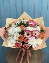 Букет цветов из:  Розы, Герберы и Хризантемы в Едрово