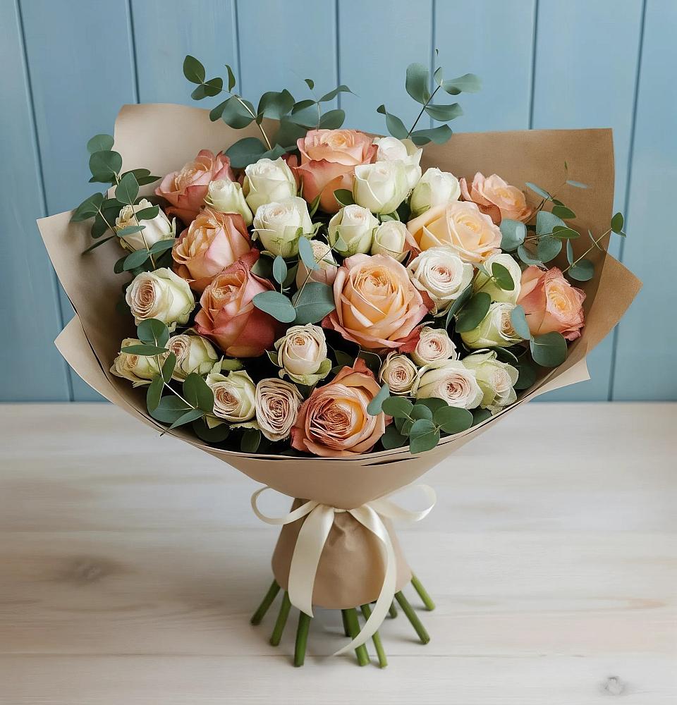 Букет цветов из: Альстромерии и Розы в Едрово