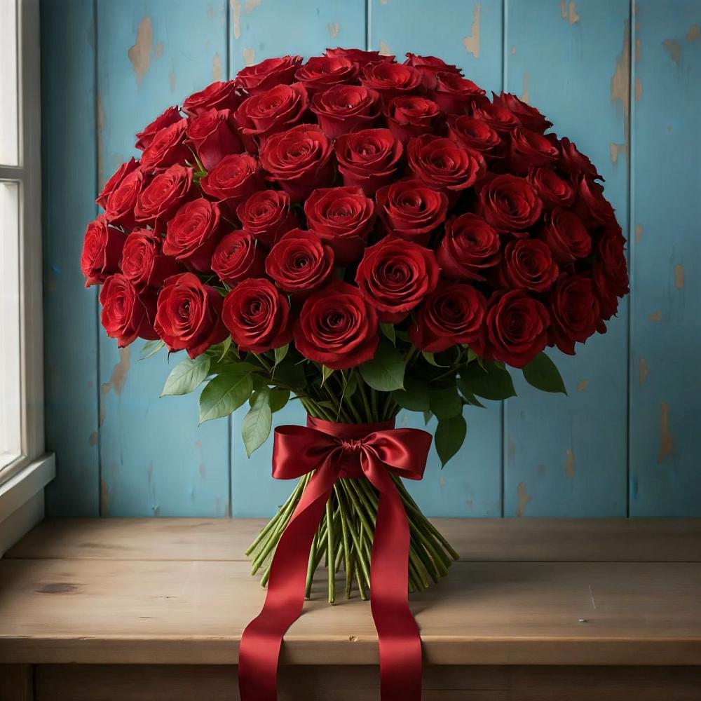 Букет Красные розы Блэк Меджик в Едрово