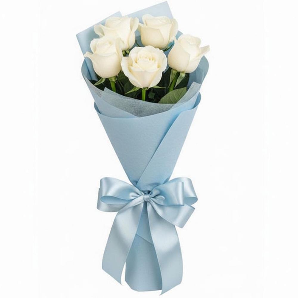 Букет 5 Белых роз Проуд в Едрово