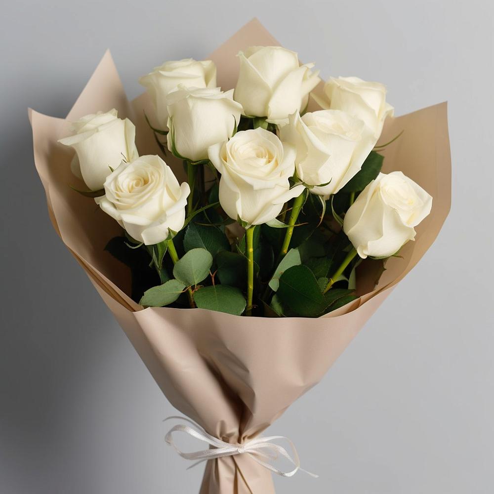 Букет 9 Белых роз Эдлесс Лав в Едрово