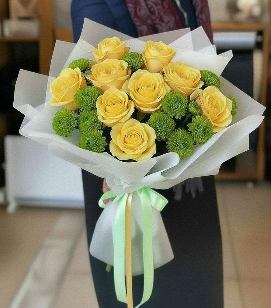 Букет цветов из: Хризантемы и Розы в Едрово