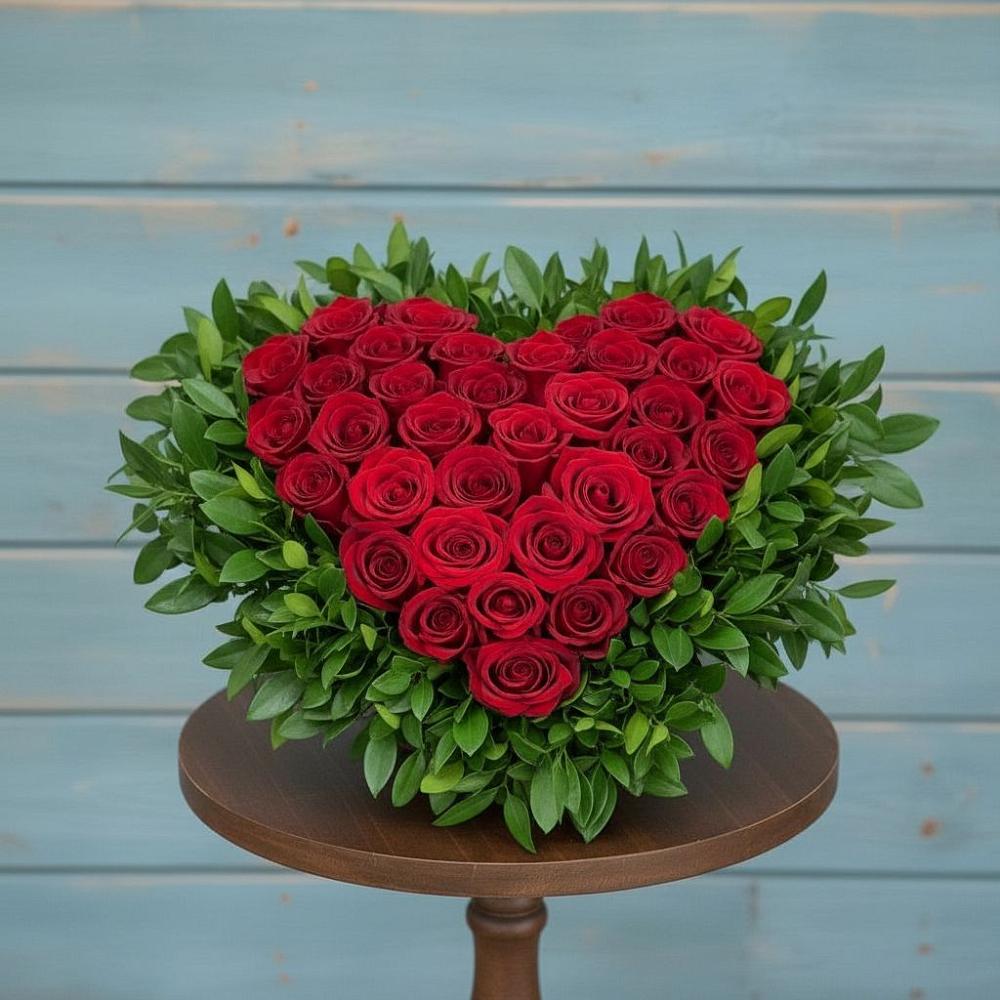 Цветочная композиция из Розы в виде сердца в Едрово