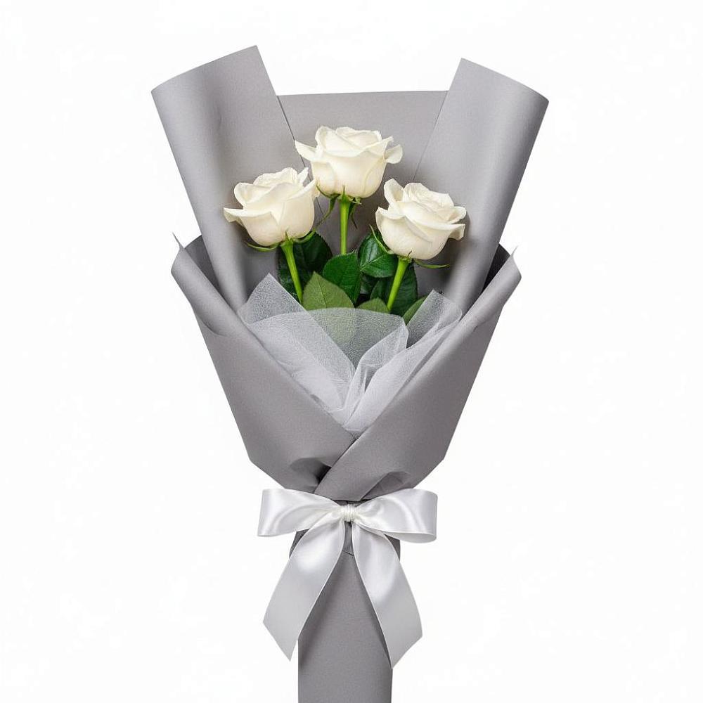 Букет 3 белые розы в Едрово
