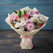 Букет цветов из:  Хризантемы, Альстромерии и Розы в Едрово