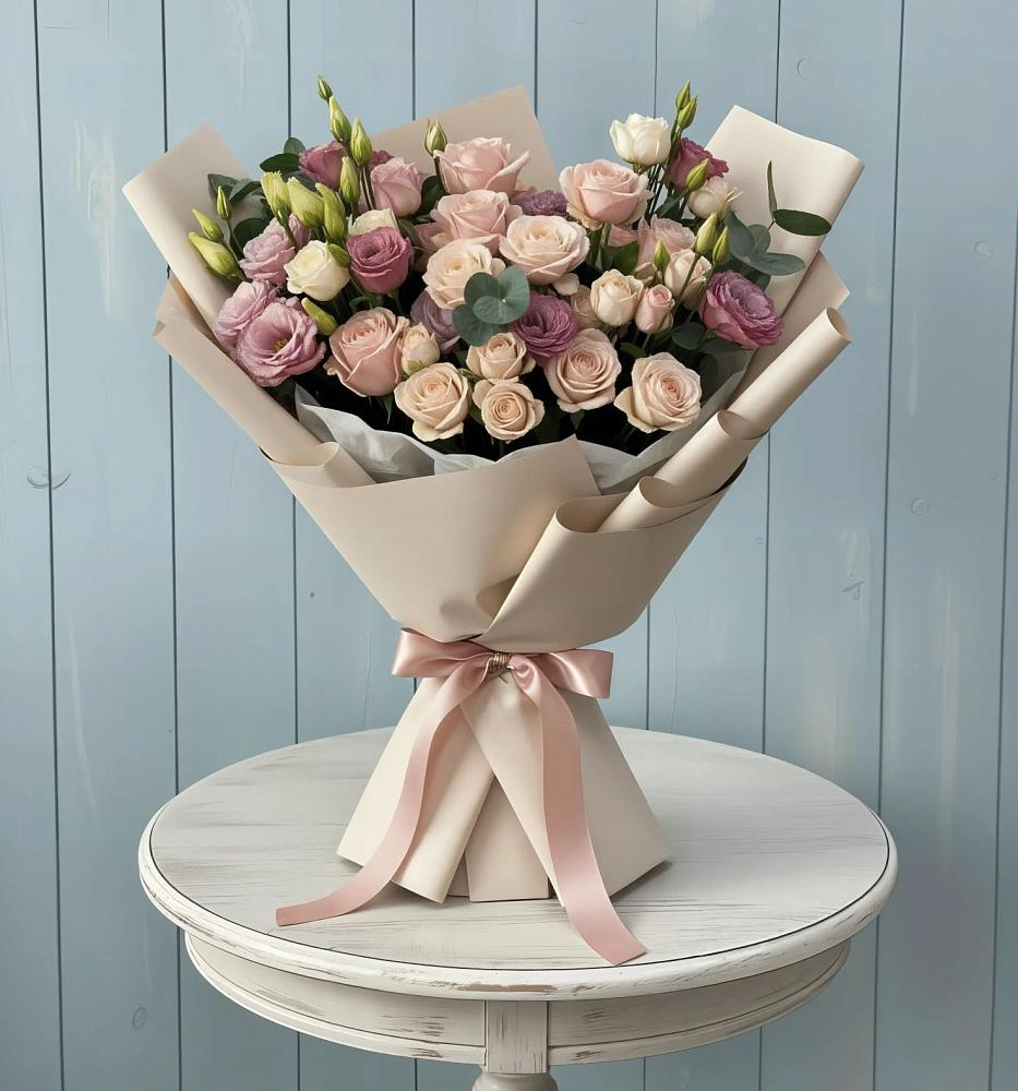 Букет цветов из: Розы и Лизиантусы в Едрово