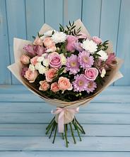 Букет цветов из:  Хризантемы, Розы и Альстромерии в Едрово