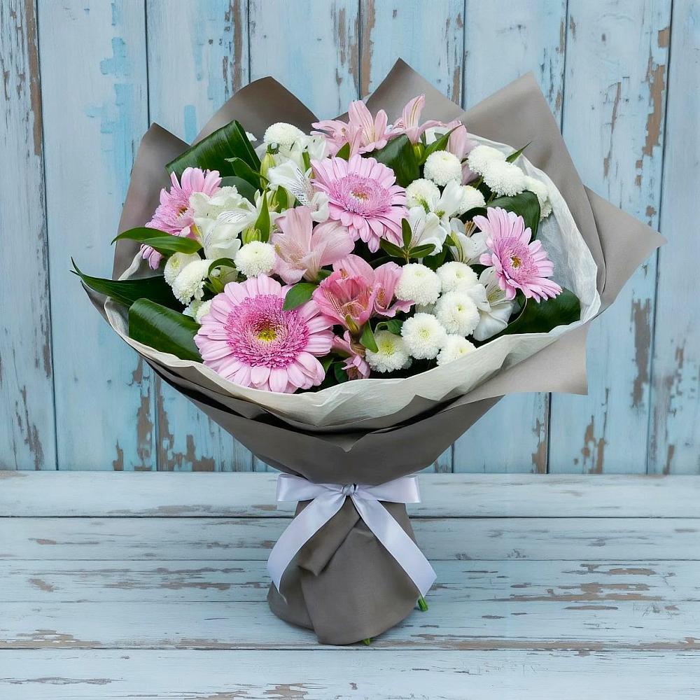 Букет цветов из: Герберы, Альстромерии и Хризантемы в Едрово